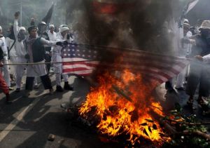 Muslims Burning American Flag